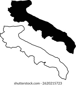 Map of Apulia Silhouette Flat and Outline Design