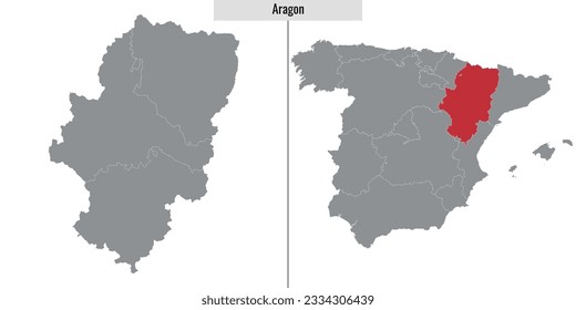 mapa de la comunidad autónoma de Aragón y ubicación en el mapa español