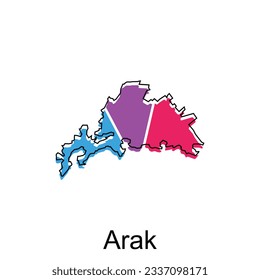 Map of Arak illustration design template, geometric shapes and lines style isolated on white background