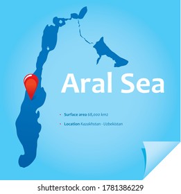 map of Aral Sea vector illustration