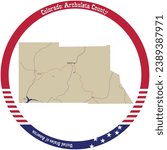 Map of Archuleta County in Colorado, USA arranged in a circle.