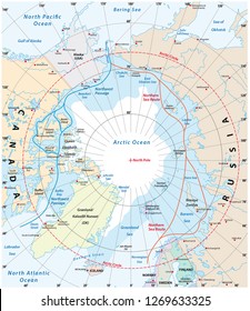 Karte der Arktis, der Nordwestpassage und der Nordseestraße