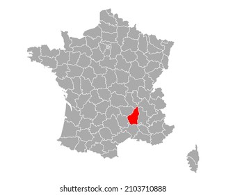 Map Of Ardeche In France On White