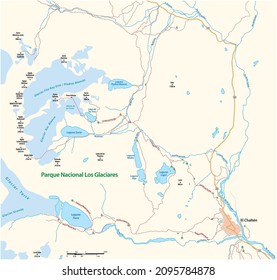 Map of the area around El Chalten, Santa Cruz, Argentina 