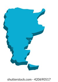 A map of Argentina 3D with flag on white background