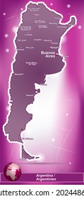 Map of Argentina with abstract background in violet