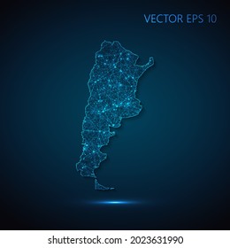 Map of Argentina abstract illustration of global social communication, polygonal map with connecting dots and lines. Vector illustration eps 10.