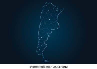 Map of argentina , Abstract mash line and point scales on dark background for your web site design map logo, app, ui,Travel. Vector illustration eps 10.