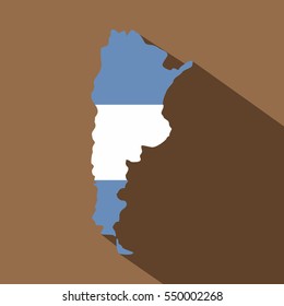 Map of Argentina in Argentinian flag colors icon. Flat illustration of map of Argentina in Argentinian flag colors vector icon for web isolated on coffee background