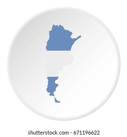 Map of Argentina in Argentinian flag colors icon in flat circle isolated vector illustration for web