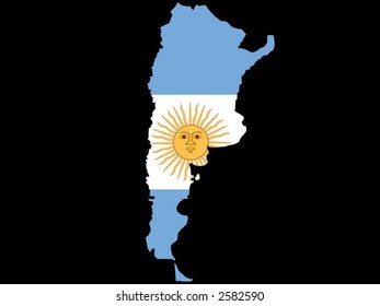 map of Argentina and Argentinian flag illustration