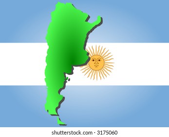 map of Argentina and Argentinian flag illustration