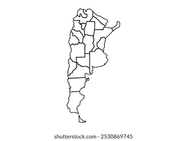 Mapa de Argentina com contorno preto
