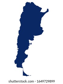 Map of Argentina in blue colour