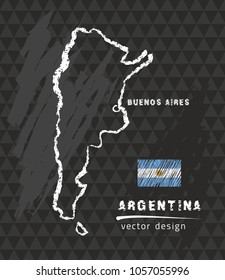 Map of Argentina, Chalk sketch vector illustration