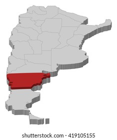 Map - Argentina, Chubut - 3D-Illustration