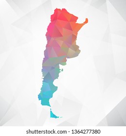 Map of Argentina. Colorful Geometric Rumpled Triangular , Polygonal Design For Your . Vector illustration eps 10.
