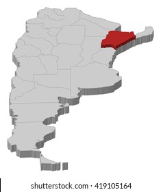 Map - Argentina, Corrientes - 3D-Illustration