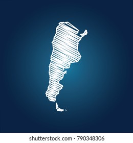 Map of Argentina , Drawing map on blackboard of Argentina. drawn on chalkboard with scribbled map of Argentina. can be use for education. vector illustration.