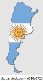 Map of Argentina, Filled with the National Flag 