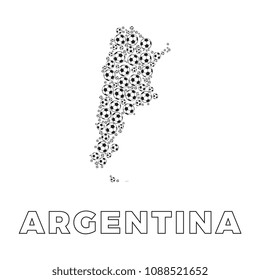 map of argentina filled with soccer balls