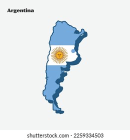 Map of Argentina with flag. Vector illustration. Eps 10