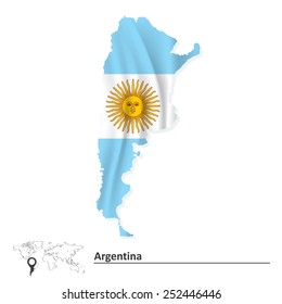 Map of Argentina with flag - vector illustration