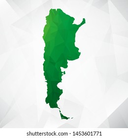 Map of Argentina - Green Geometric Rumpled Triangular , Polygonal Design For Your . Vector illustration eps 10.