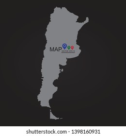 Map of Argentina, High Detailed Map of Argentina isolated on white background.Vector illustration eps 10 - Vector