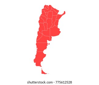 Map of Argentina - High detailed red map on white background. Abstract design vector illustration eps 10.
