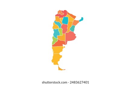 Map of Argentina isolated modern colorful style. for website layouts, background, education, precise, customizable, Travel worldwide, map silhouette backdrop, earth geography, political, reports. 