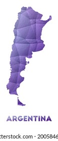 Karte von Argentinien. Low-Poly-Illustration des Landes. violettes geometrisches Design. Polygonale Vektorgrafik.