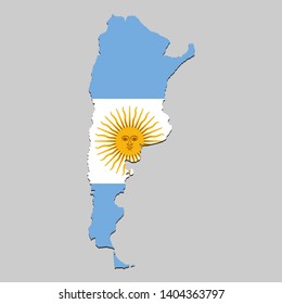 Map of Argentina with national flag. Vector Illustration