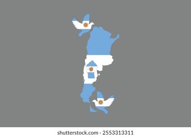 Mapa da Argentina com a bandeira nacional da Argentina, Argentina bandeira vetor gráfico, Argentina bandeira do país é um símbolo de liberdade, ilustração vetorial
