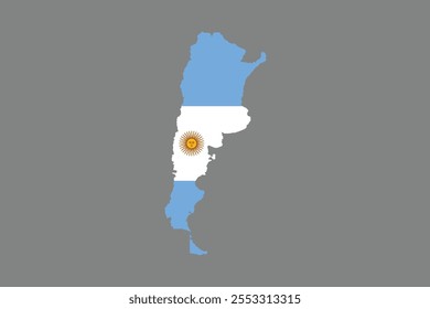 Mapa da Argentina com a bandeira nacional da Argentina, Argentina bandeira vetor gráfico, Argentina bandeira do país é um símbolo de liberdade, ilustração vetorial
