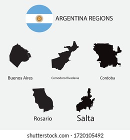 Karte der argentinischen Regionen Grafikelement Illustration Template Design
