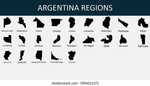 Map Of Argentina Regions Outline Silhouette Vector Illustration
