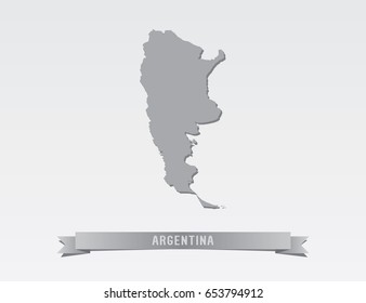 Map of Argentina with ribbon on gray background.