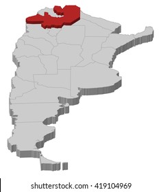 Map - Argentina, Salta - 3D-Illustration