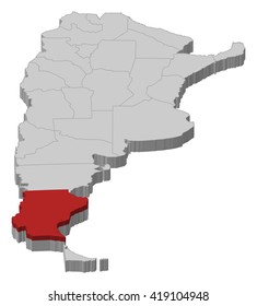 Map - Argentina, Santa Cruz - 3D-Illustration