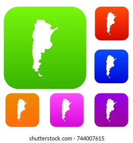 Map of Argentina set icon color in flat style isolated on white. Collection sings vector illustration