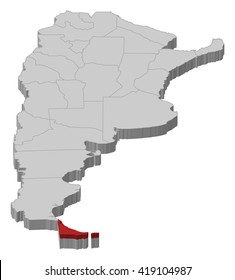 Map - Argentina, Tierra del Fuego - 3D-Illustration