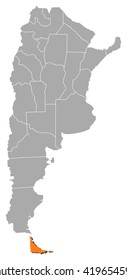 Map - Argentina, Tierra del Fuego