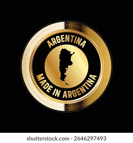 Mapa da Argentina. Ilustração vetorial. Logotipo, ícone e símbolo. Argentina mapa selo de ouro. 