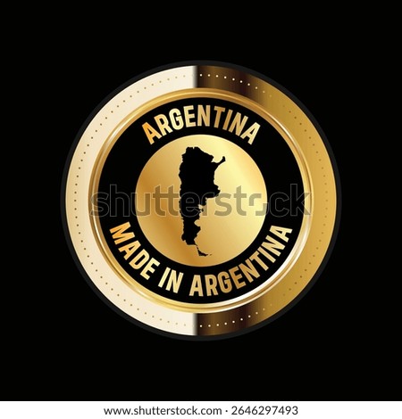 Map of Argentina. Vector illustration. Logo, Icon, and Symbol. Argentina map gold seal. 
