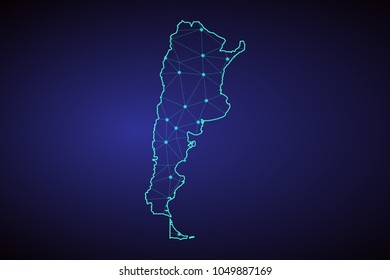 Map of argentina. Wire frame 3D mesh polygonal network line, design sphere, dot and structure. communications map of argentina. vector.