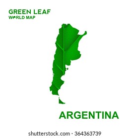 Map Of Argentina,Nature green leaf, vector illustration