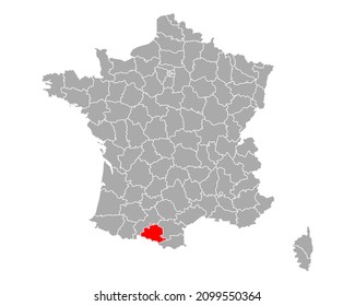 Map of Ariege in France on white