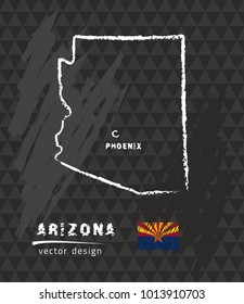 Map of Arizona, Chalk sketch vector illustration