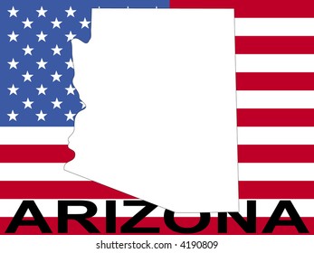 map of Arizona on American flag illustration